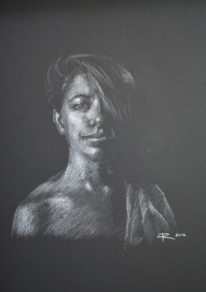 Pencil and pastel on paper