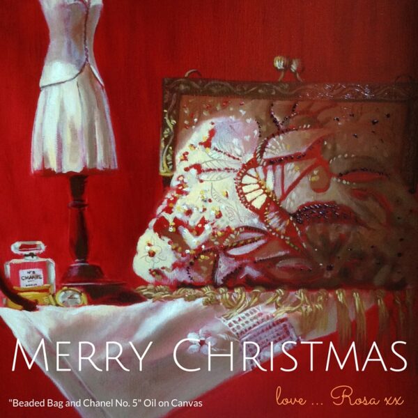 MERRY CHRISTMAS Beaded Bag and Chanel No. 5