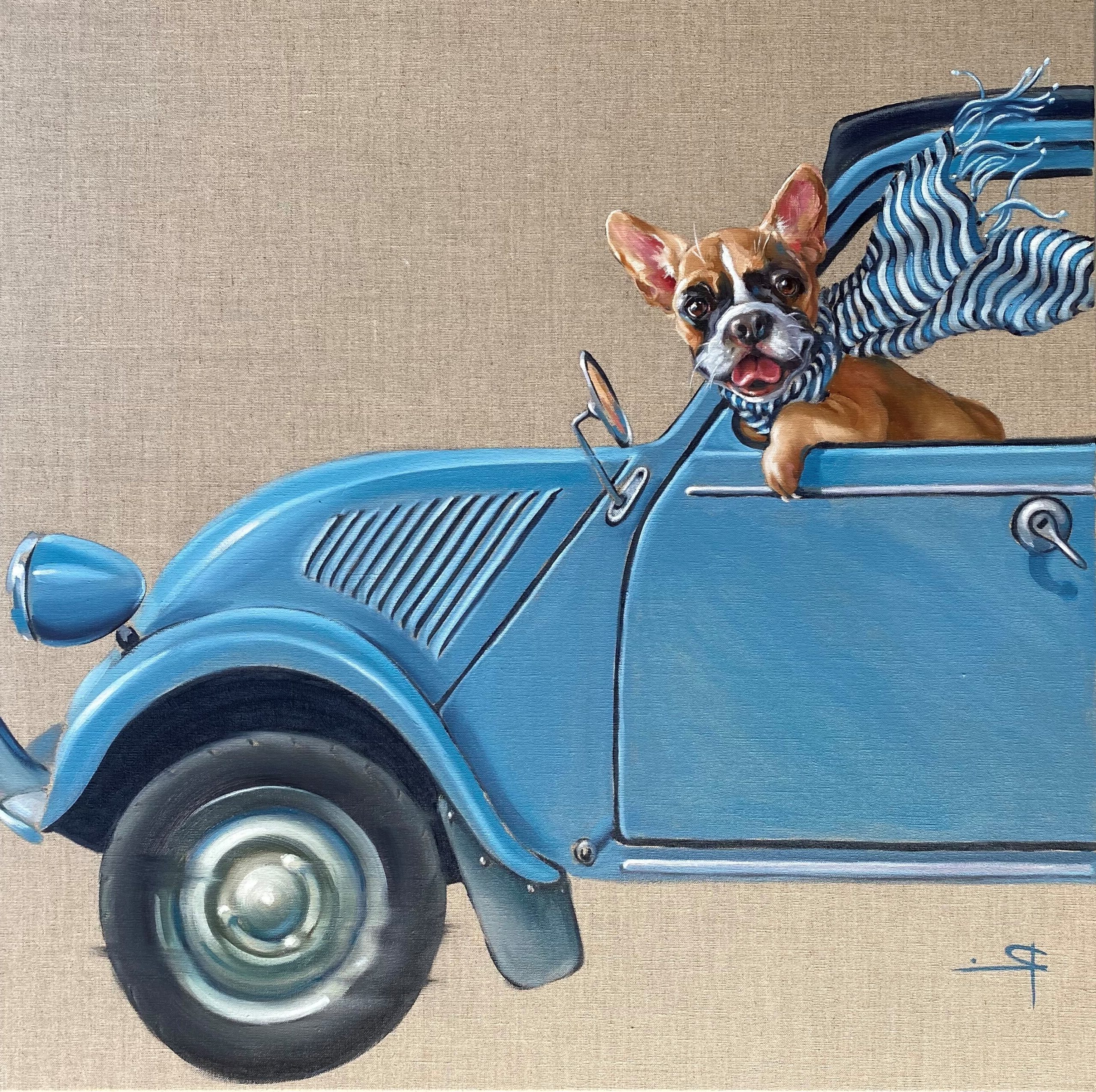 FRANÇOIS ft 1960 Citroen 2CV 76cm x 76cm (1)